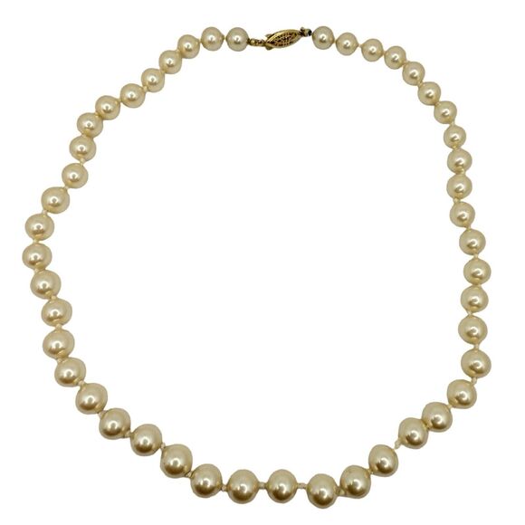 GSILVER Double Knotted Champagne Pearl Necklace 18" German Wedding Grandma - Picture 6 of 14